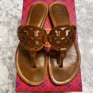 Tory Burch Miller Leather Sandals, Cognac